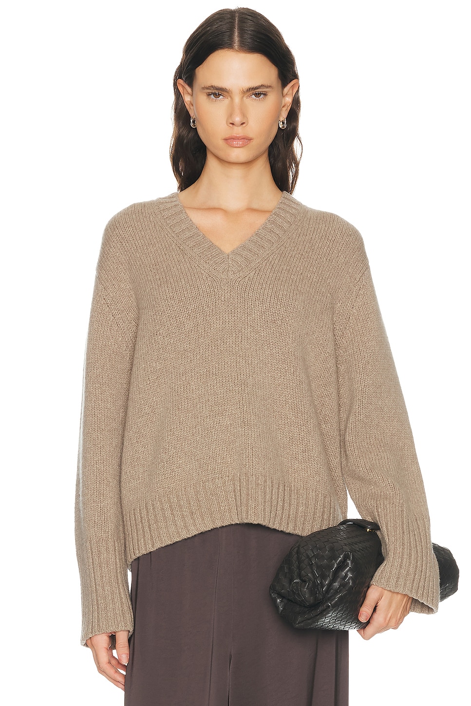 Jenni Kayne Cropped Cashmere Jet V-neck Sweater