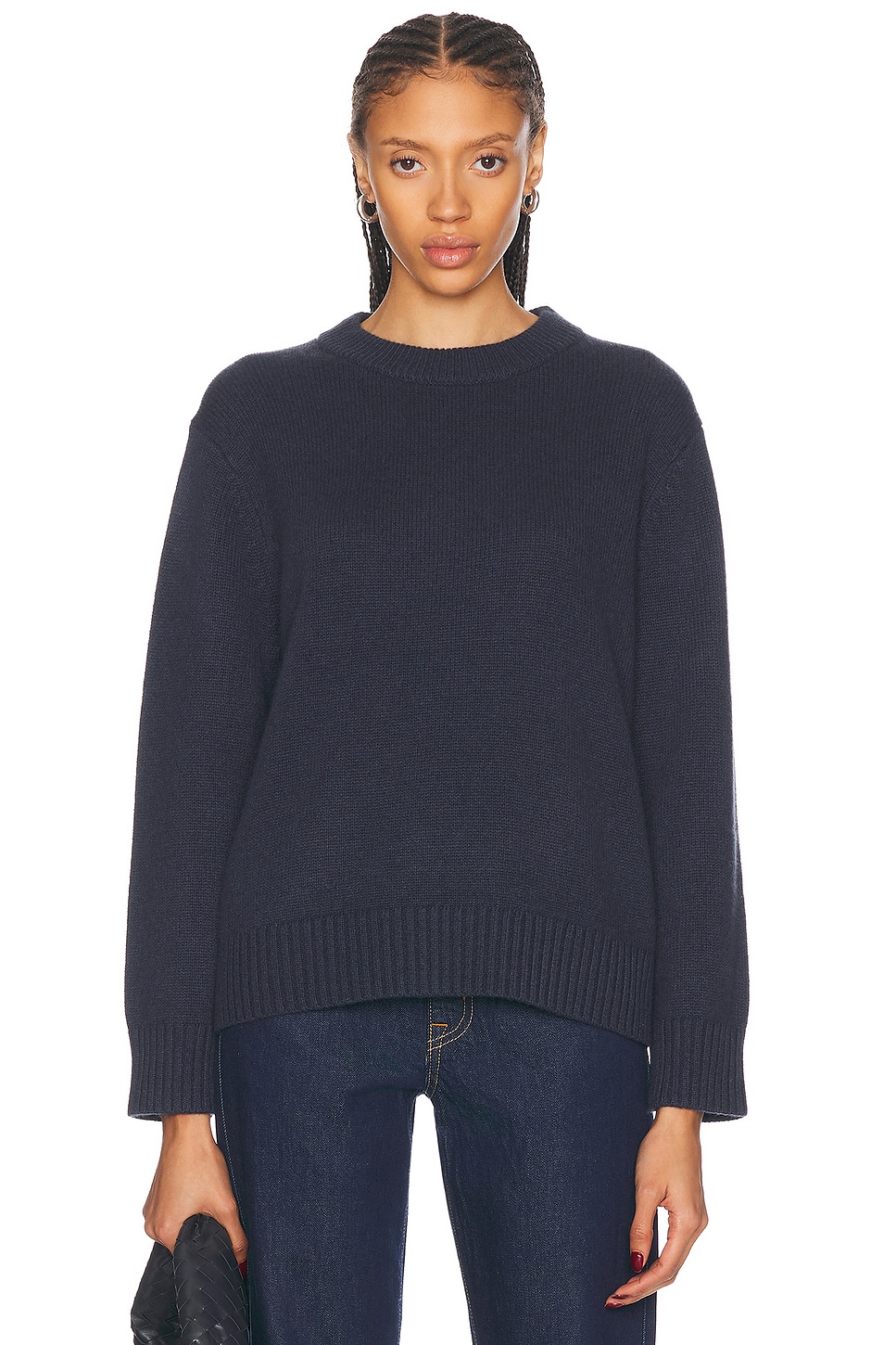 Shop Jenni Kayne Cashmere Oversized Crewneck Sweater In Heather Navy