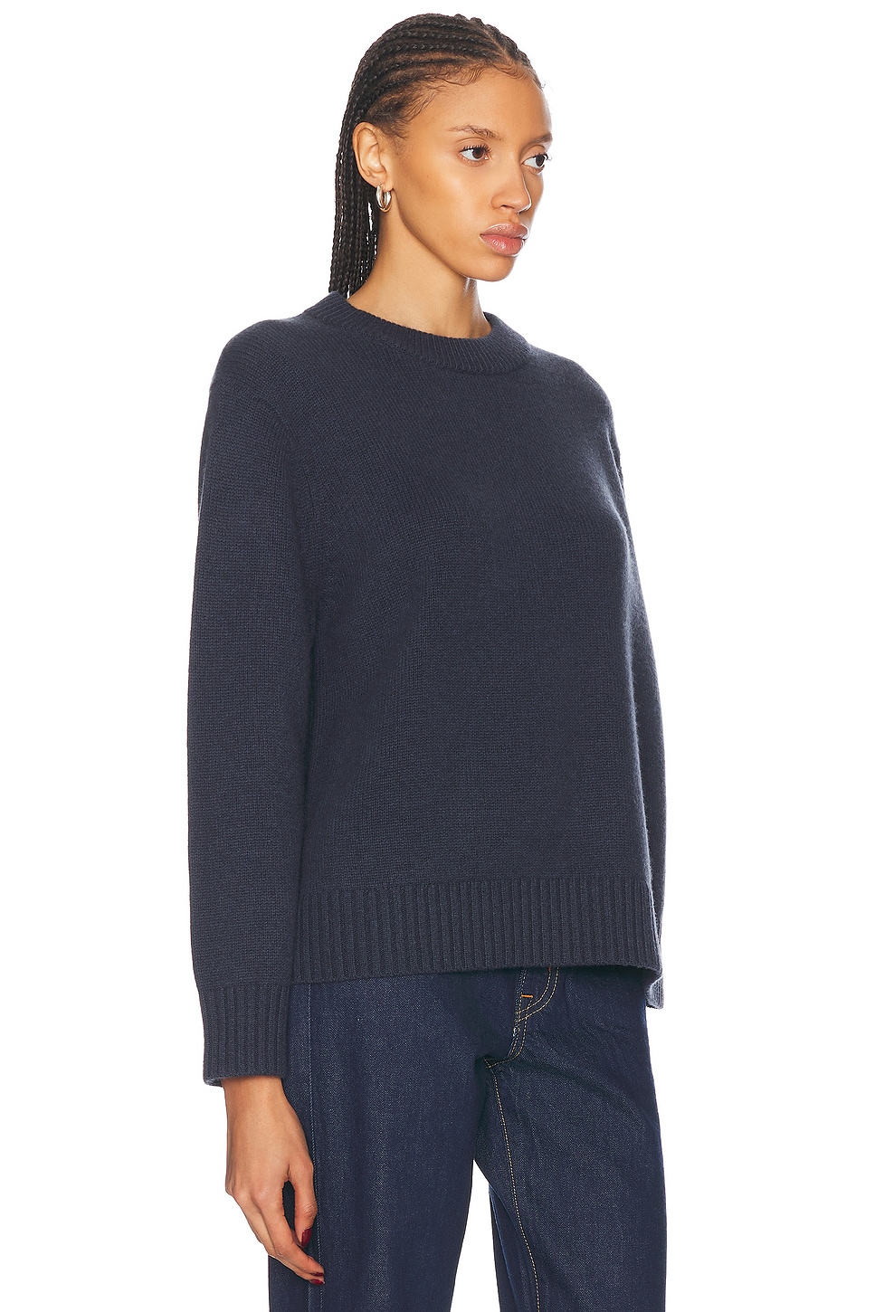 Shop Jenni Kayne Cashmere Oversized Crewneck Sweater In Heather Navy