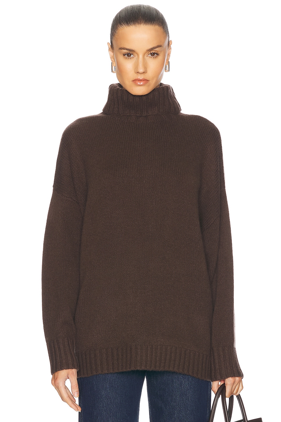 Cashmere Porter Turtleneck Sweater in Chocolate