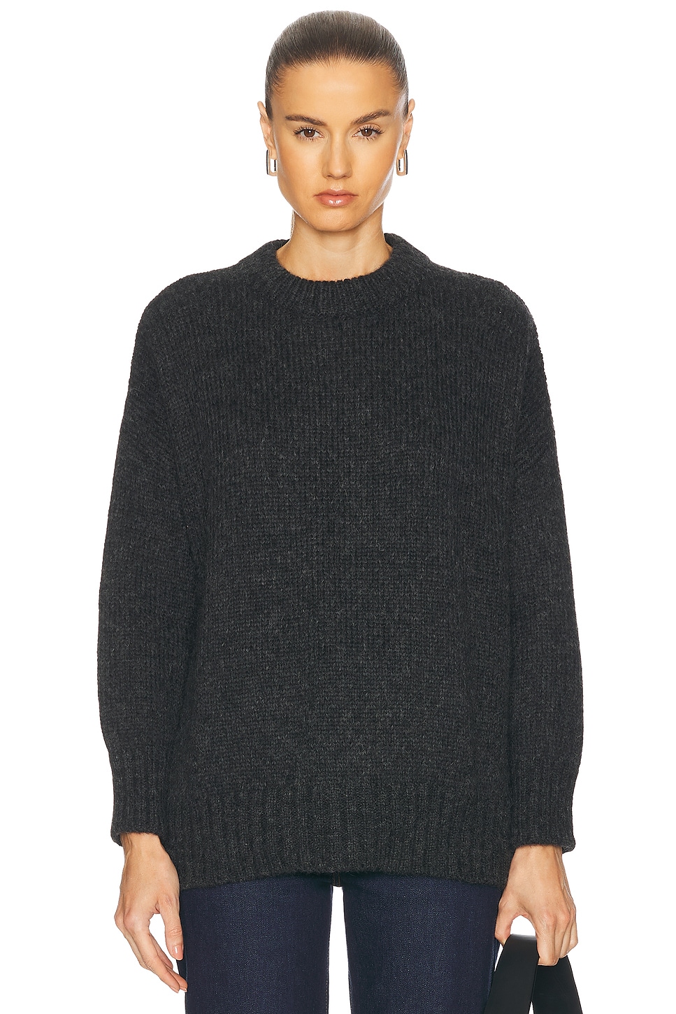 Shop Jenni Kayne Alpaca Cocoon Crewneck Sweater In Charcoal