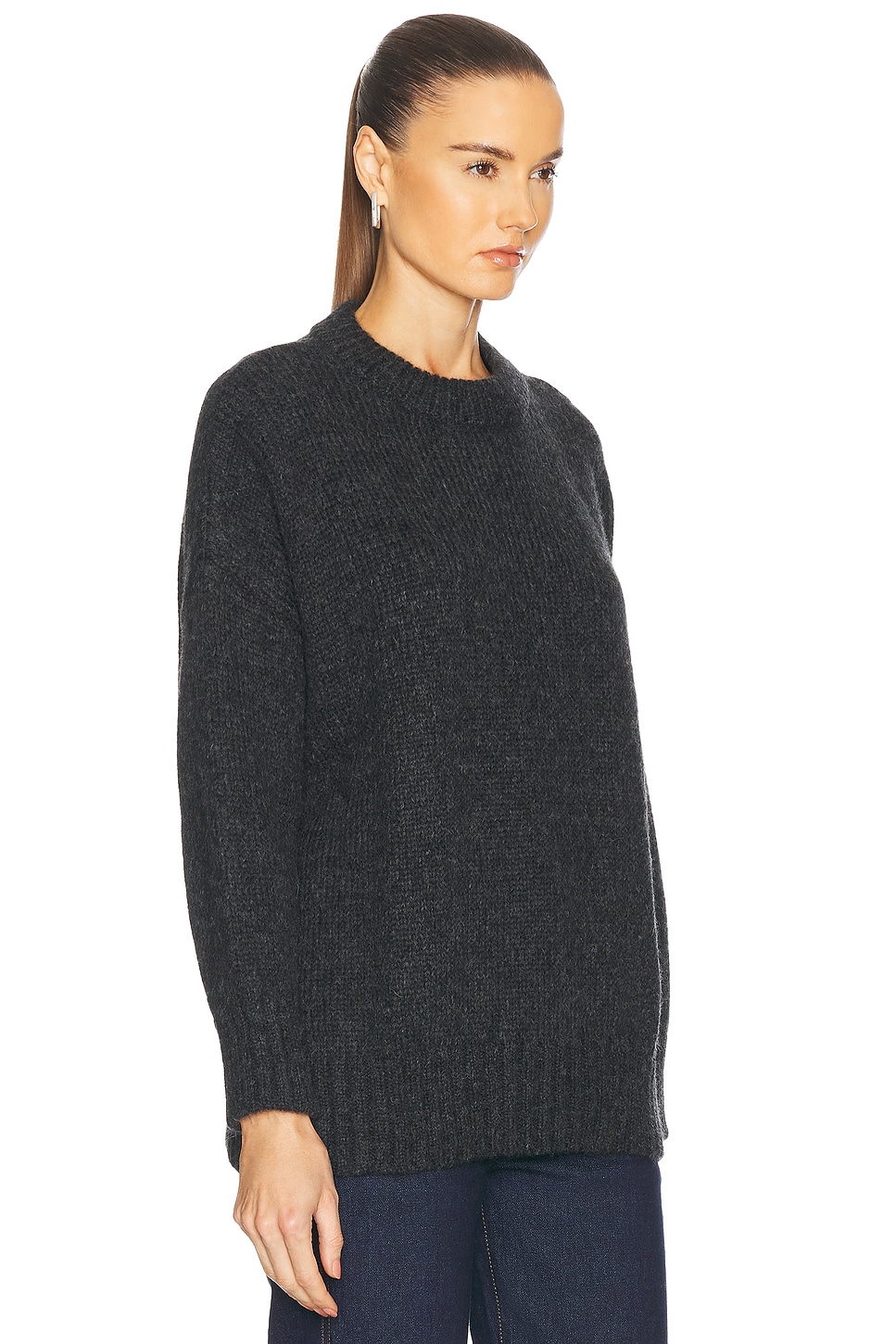 Shop Jenni Kayne Alpaca Cocoon Crewneck Sweater In Charcoal