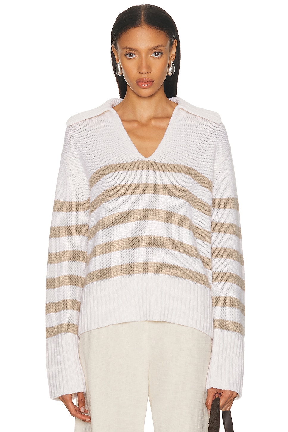 Cashmere Phoebe Polo Sweater in Ivory