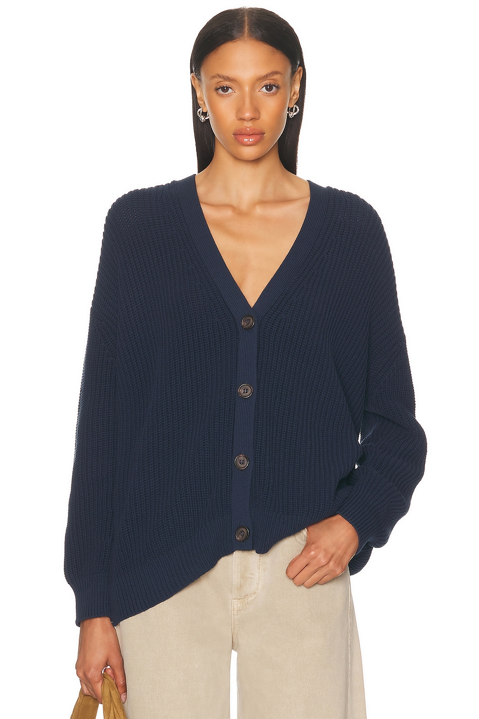 Cotton Cocoon Cardigan in Navy