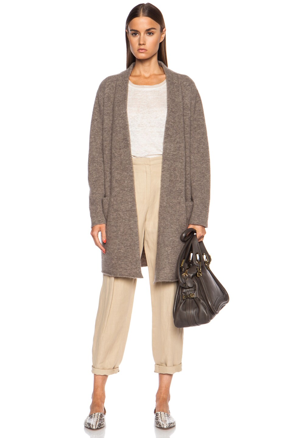 Image 1 of Jenni Kayne Sweater Wool-Blend Coat in Dark Oatmeal