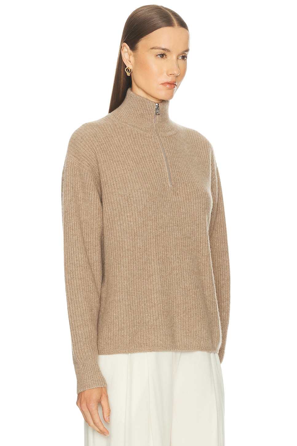 Jenni Kayne Cashmere Half Zip Sweater In Brown