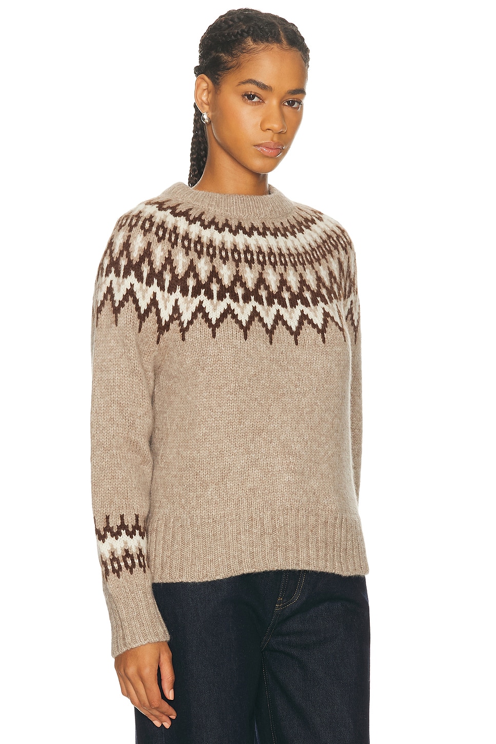 Jenni Kayne Thatcher Alpaca Crewneck Sweater Taupe In Brown
