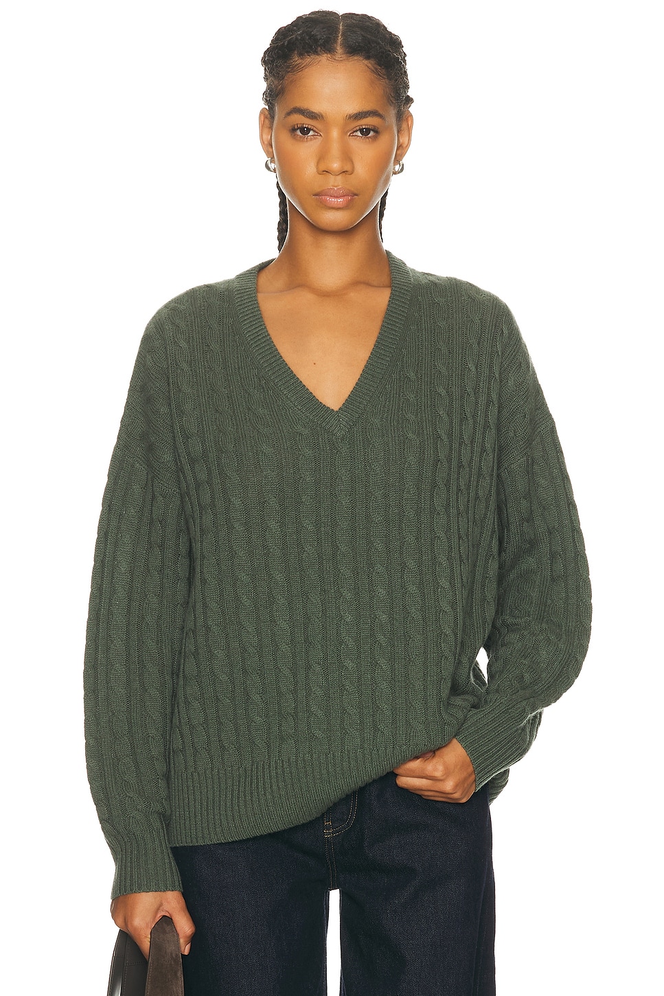 Image 1 of Jenni Kayne Nell V-Neck Sweater in Pine