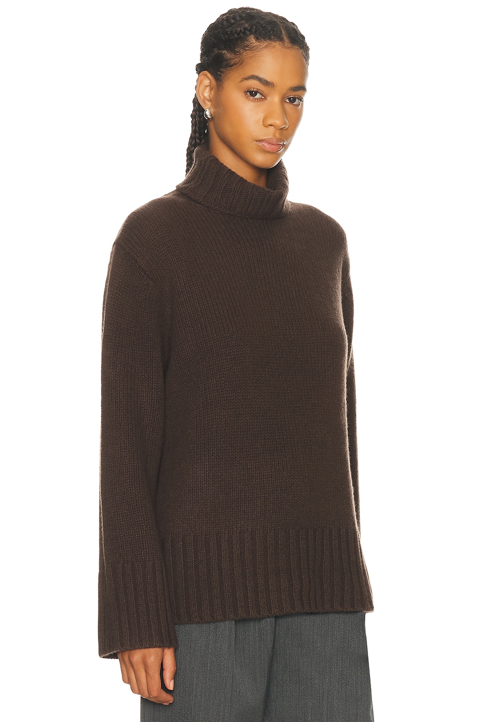 Jenni Kayne Jet Turtleneck Cashmere Sweater Chocolate In Burgundy