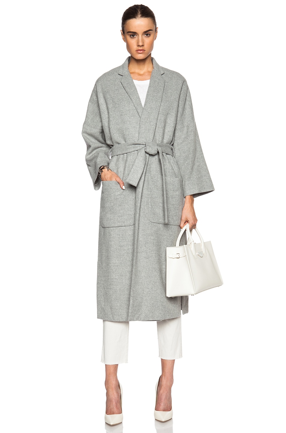 Image 1 of Jenni Kayne Side Slit Wool Coat in Heather Grey