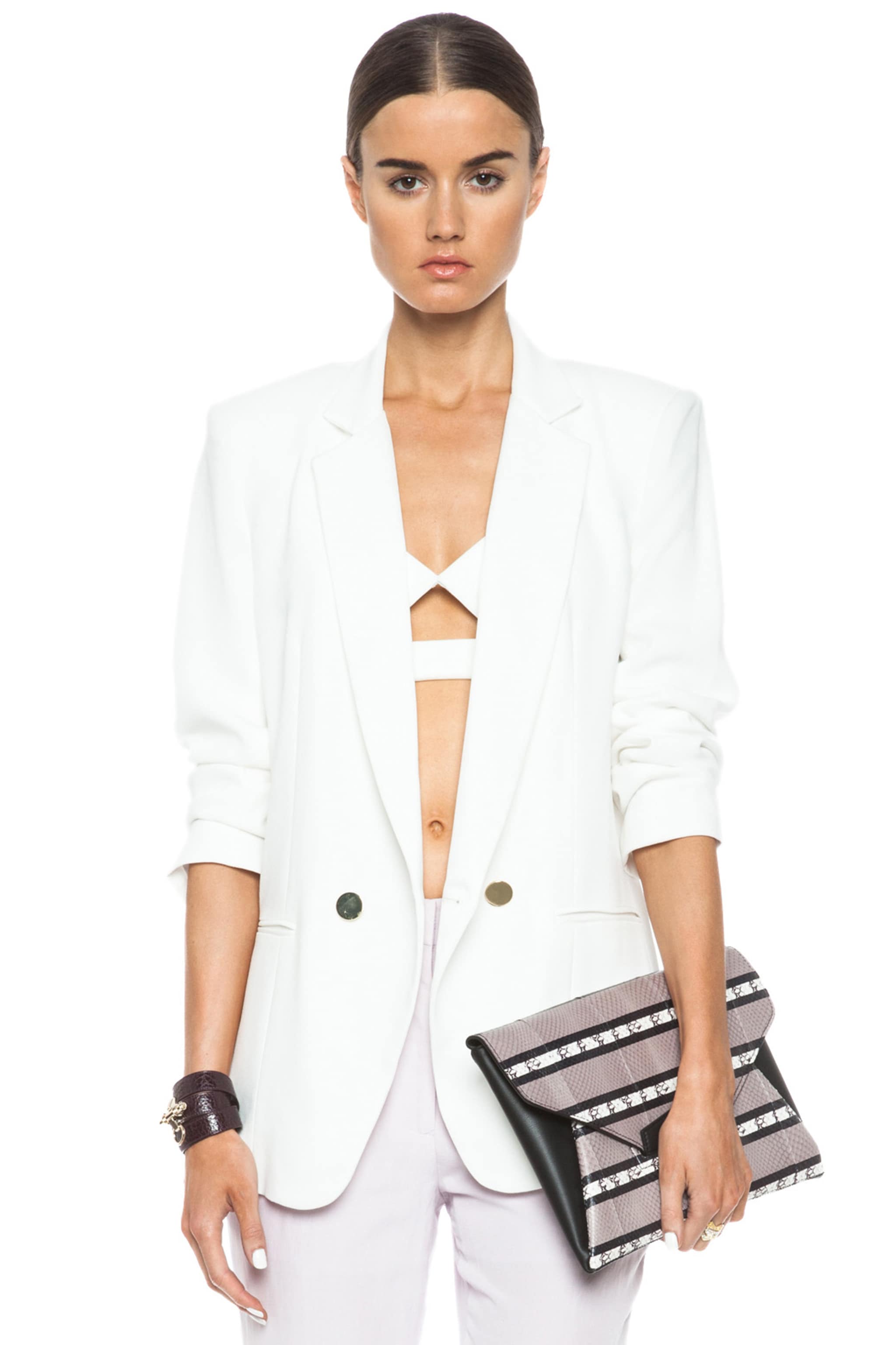 Image 1 of Jenni Kayne Cross Button Acetate-Blend Blazer in White