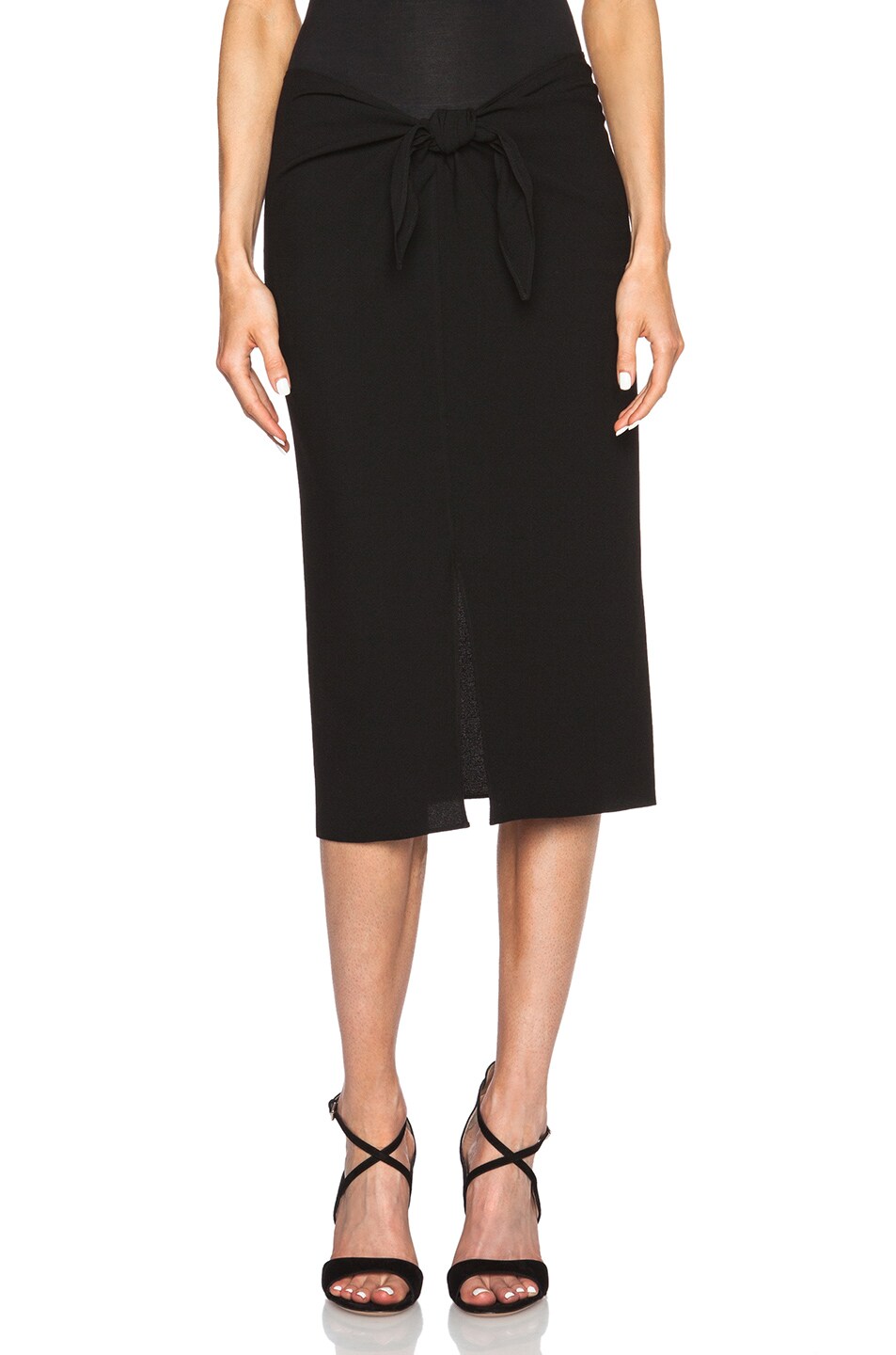 Image 1 of Jenni Kayne Lightweight Crepe Wrap Skirt in Black
