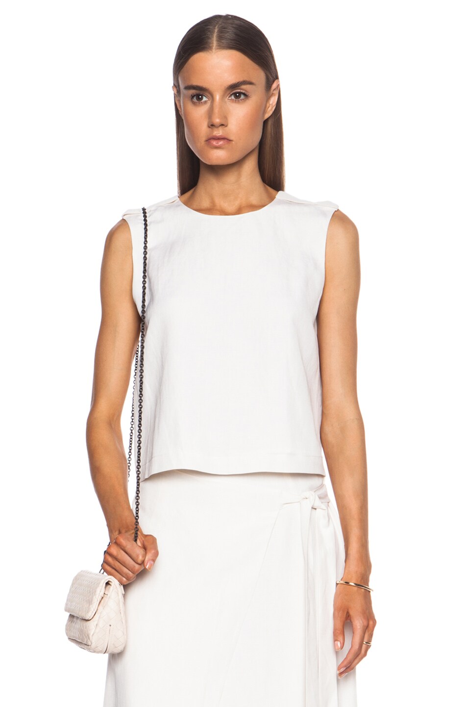 Image 1 of Jenni Kayne Sleeveless Shell Silk-Blend Top in White