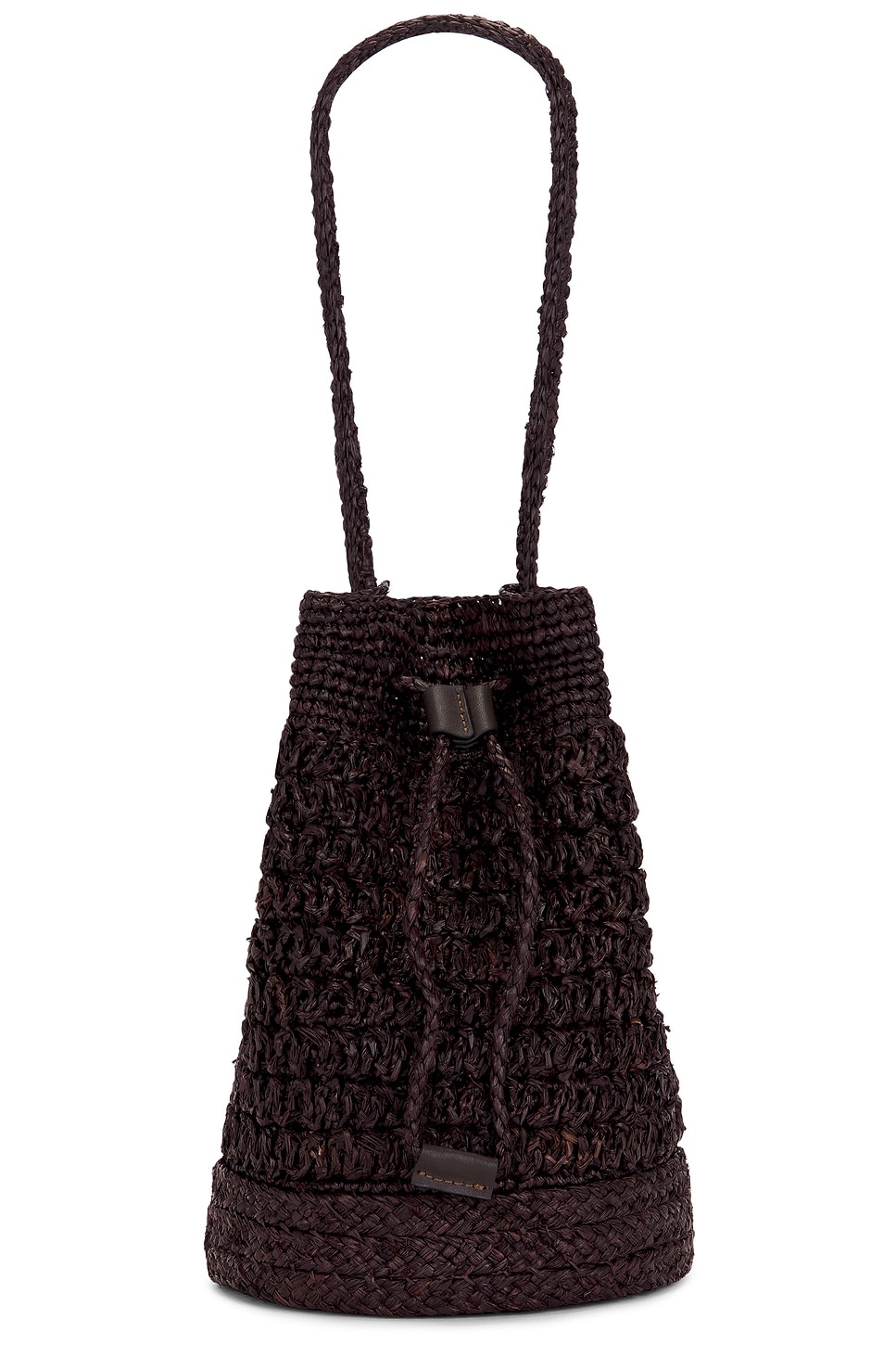 Jenni Kayne Riviera Raffia Bucket Bag in Chocolate