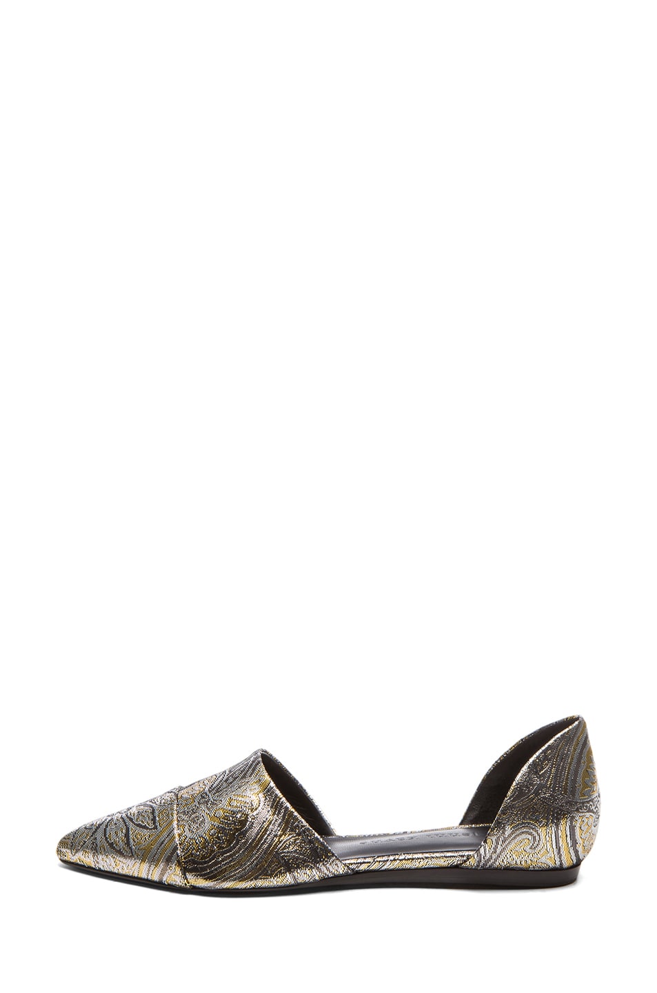 Image 1 of Jenni Kayne D'Orsay Metallic Paisley Brocade Fabric Flats in Silver & Gold