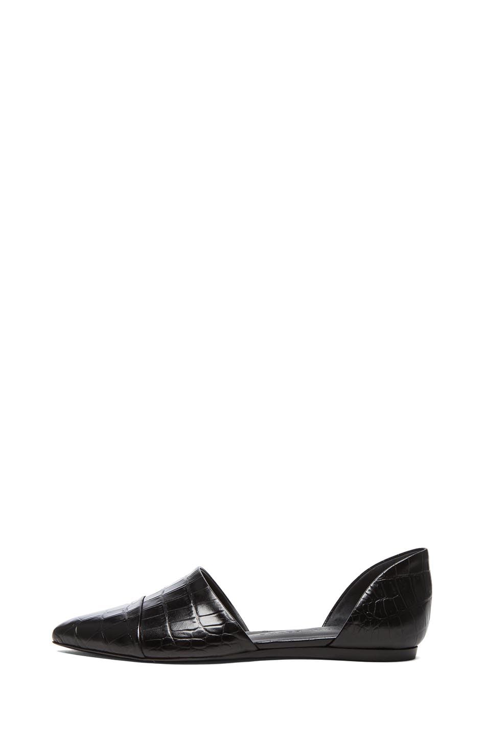 Image 1 of Jenni Kayne D'Orsay Croc Embossed Leather Flats in Black