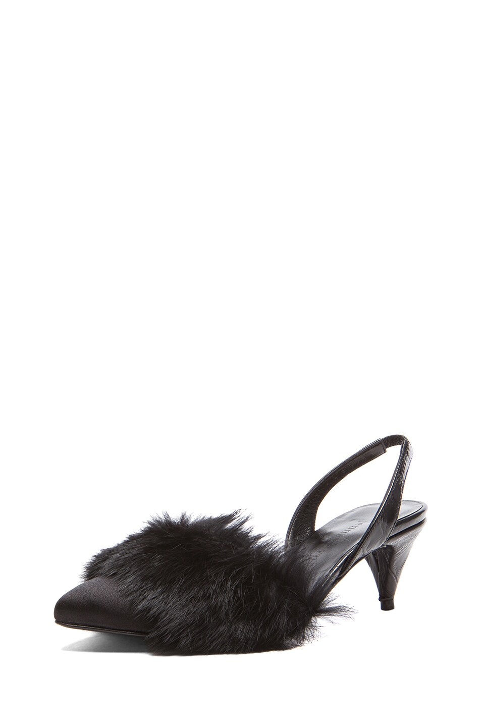 Jenni Kayne Leather & Fur Slingback Slippers in Black | FWRD