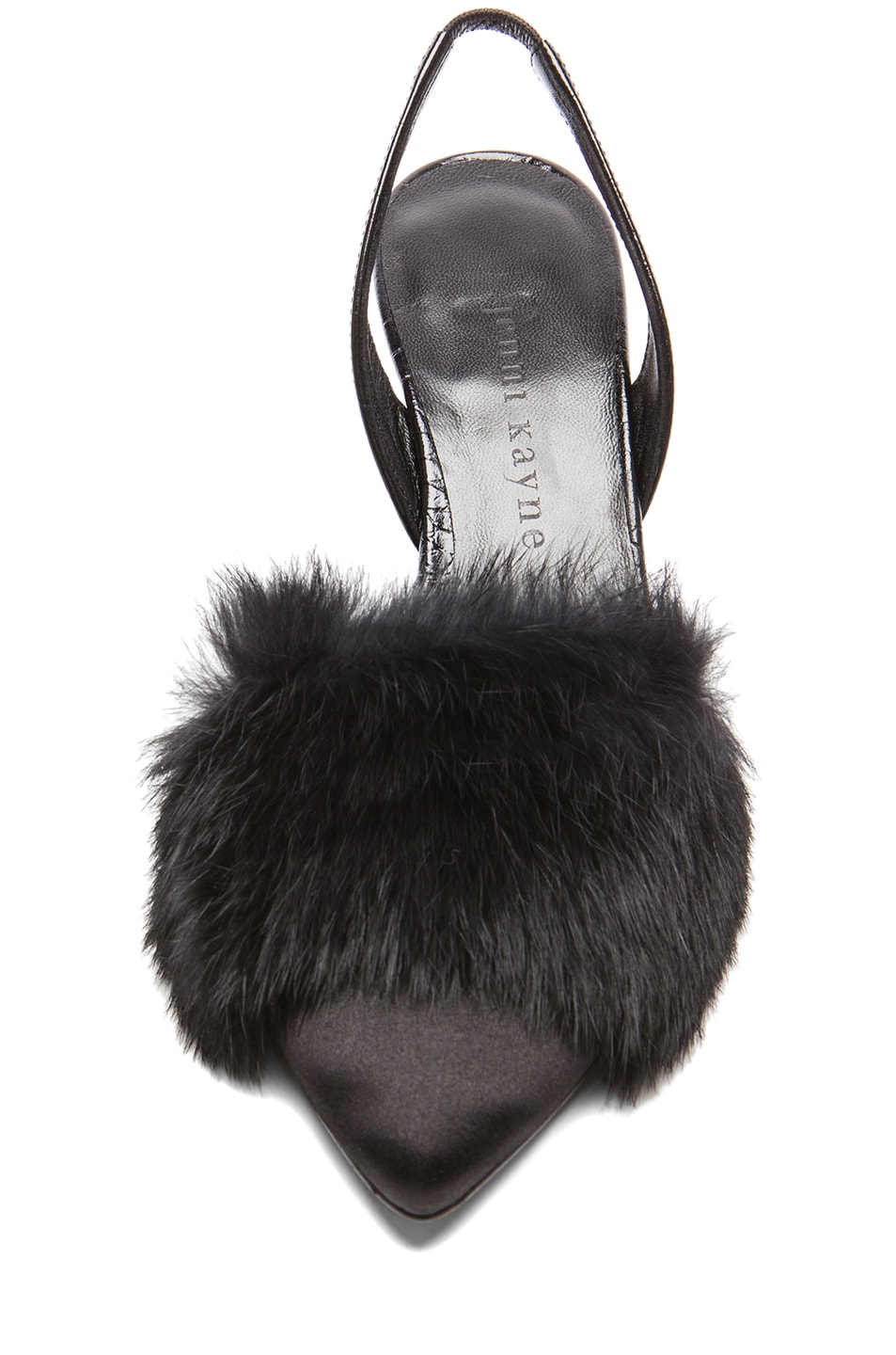 Jenni Kayne Leather & Fur Slingback Slippers in Black | FWRD