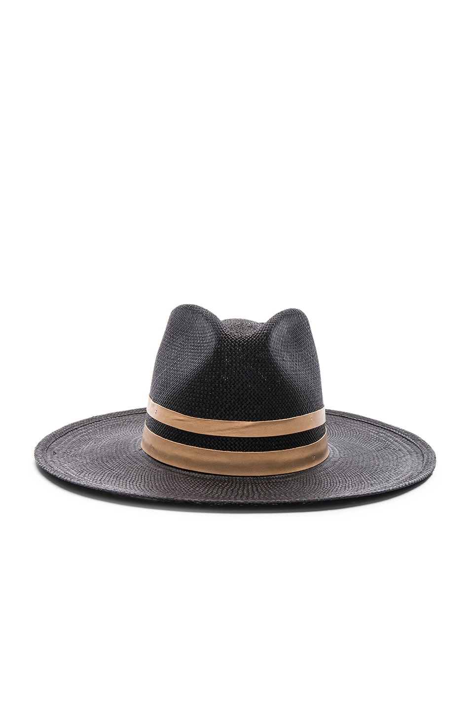 Image 1 of Janessa Leone Ele Fedora Hat in Black & Tan