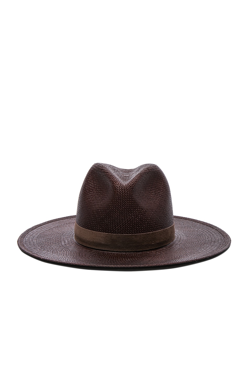 Image 1 of Janessa Leone Mallary Short Brimmed Panama Hat in Chestnut