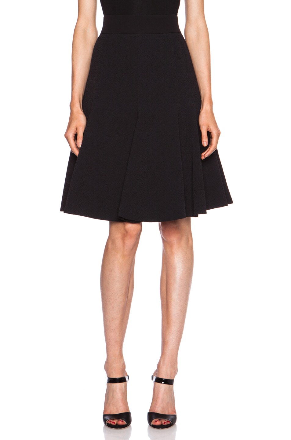 Image 1 of J. Mendel Godet Viscose Skirt in Black