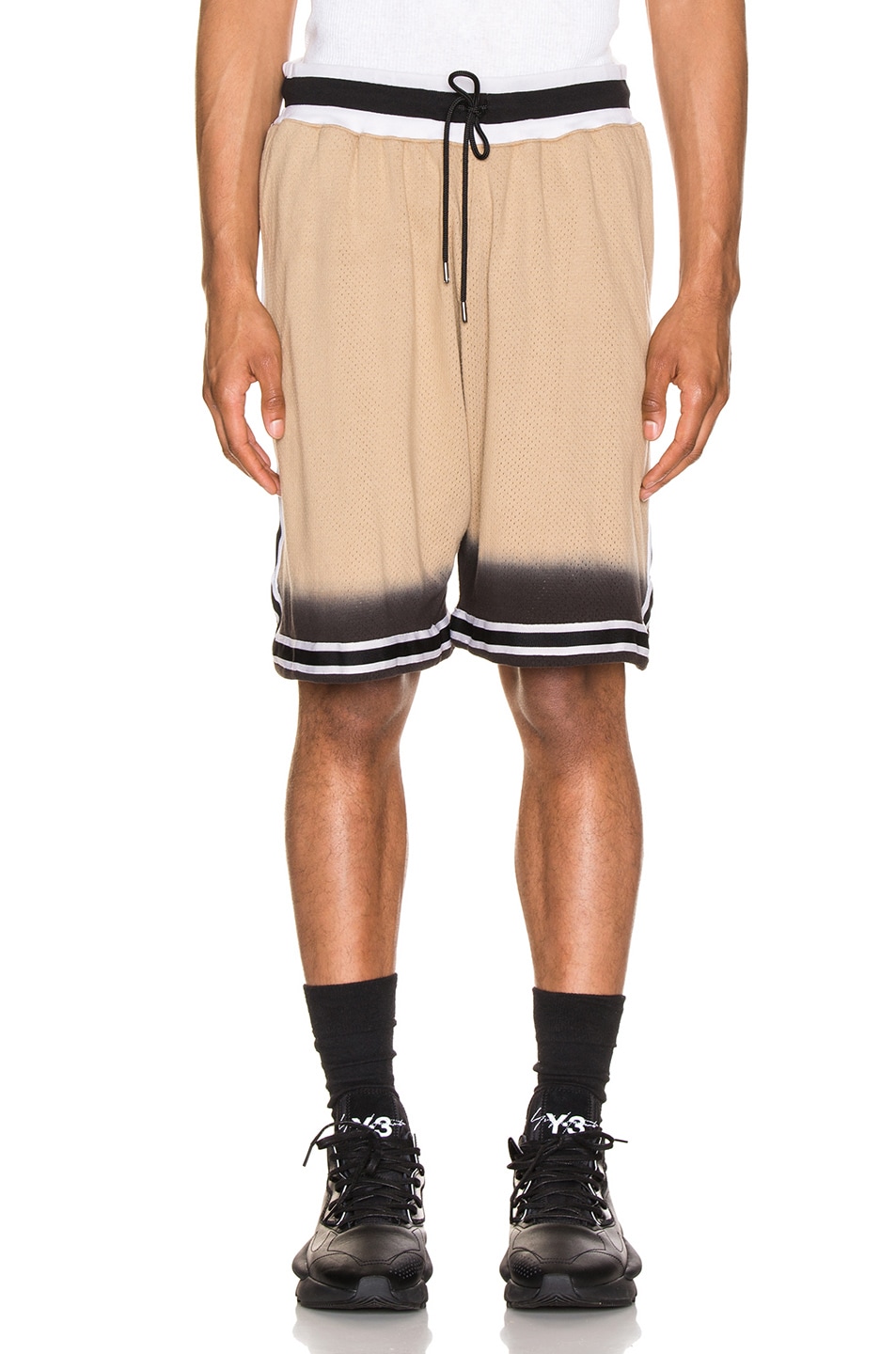 Image 1 of JOHN ELLIOTT Dip Dye Basketball Shorts in Gold & Black