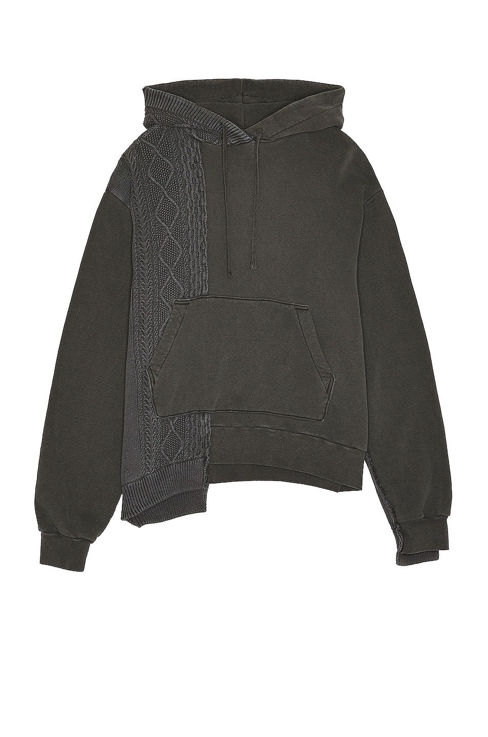 Image 1 of JOHN ELLIOTT Cable Knit Reconstructed Hoodie in Washed Black