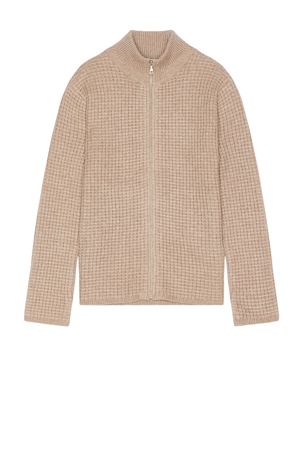 Image 1 of JOHN ELLIOTT Waffle Knit Full Zip Sweater in Wheat