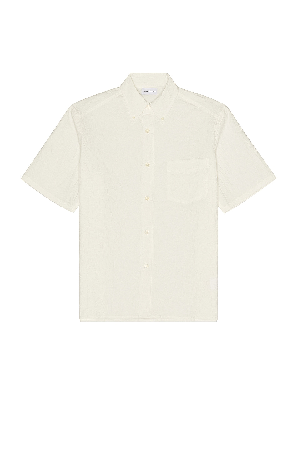 Image 1 of JOHN ELLIOTT Crinkled Short Sleeve Shirt in White