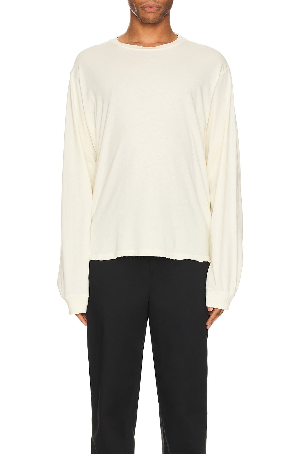Image 1 of JOHN ELLIOTT Folsom Cropped LS Tee in Vintage White