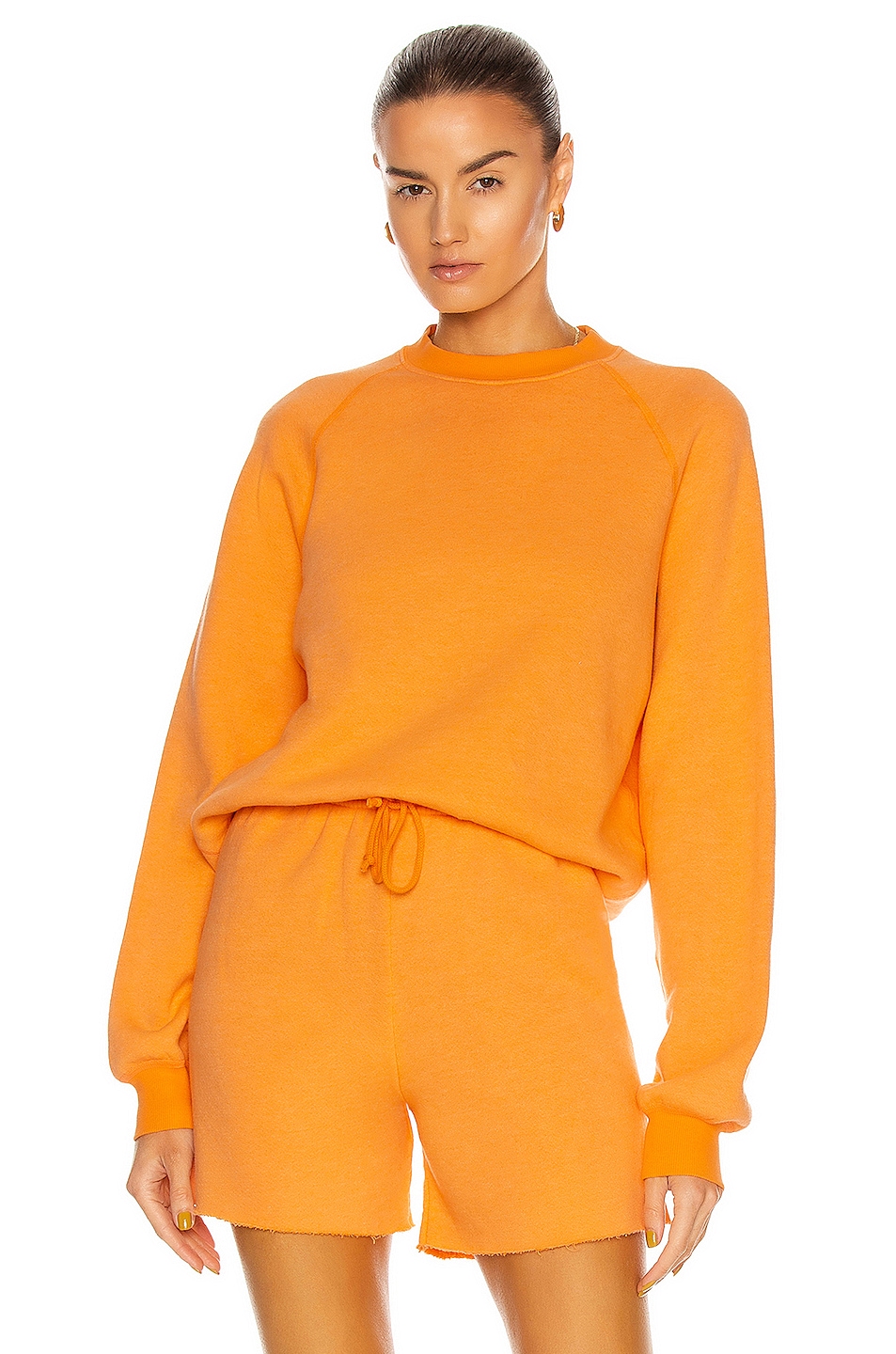 Image 1 of JOHN ELLIOTT Vintage Fleece Crew Sweatshirt in Orange Pop