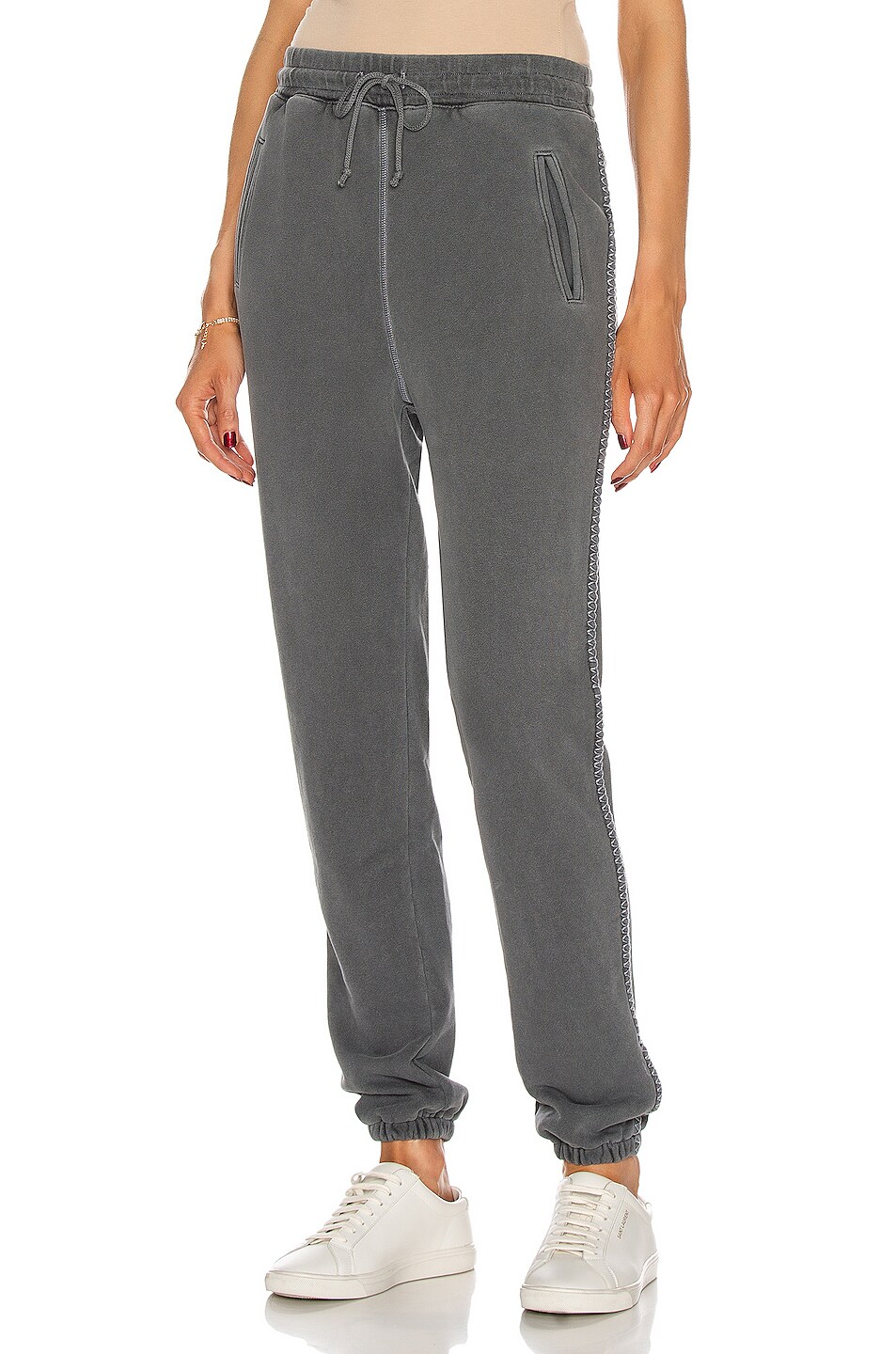 Image 1 of JOHN ELLIOTT Embroidered Sweatpant in Charcoal