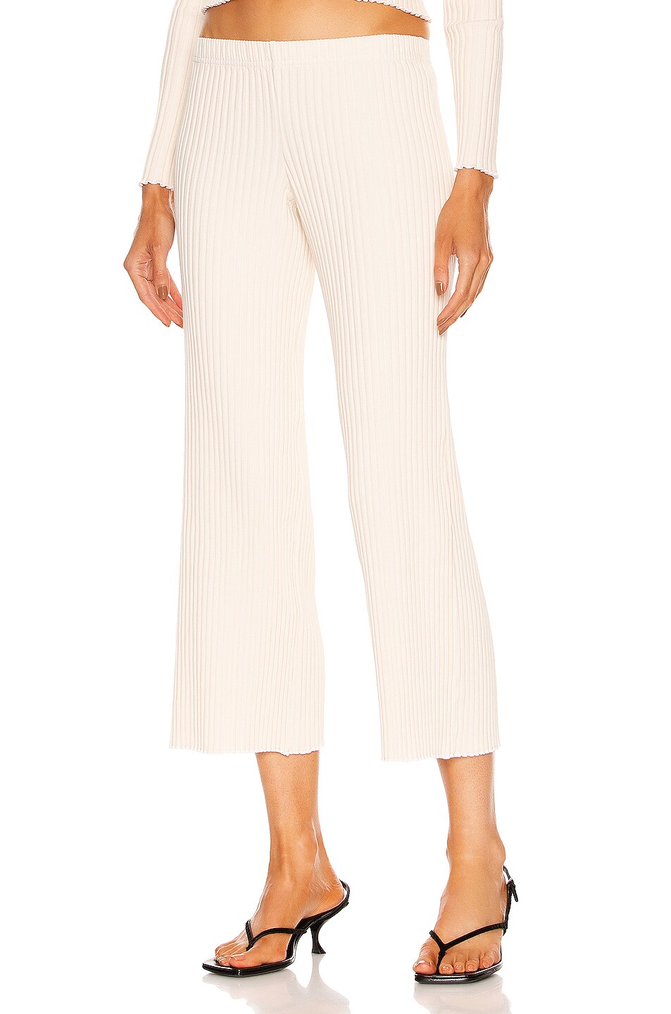 Image 1 of JOHN ELLIOTT Ginza Rib Cropped Pant in Feather