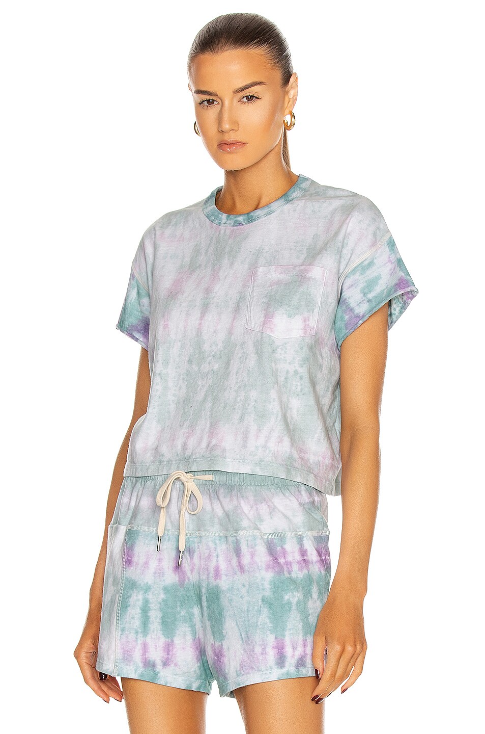 Image 1 of JOHN ELLIOTT Reconstructed Tie Dye Pocket Tee in Mineral and Opal