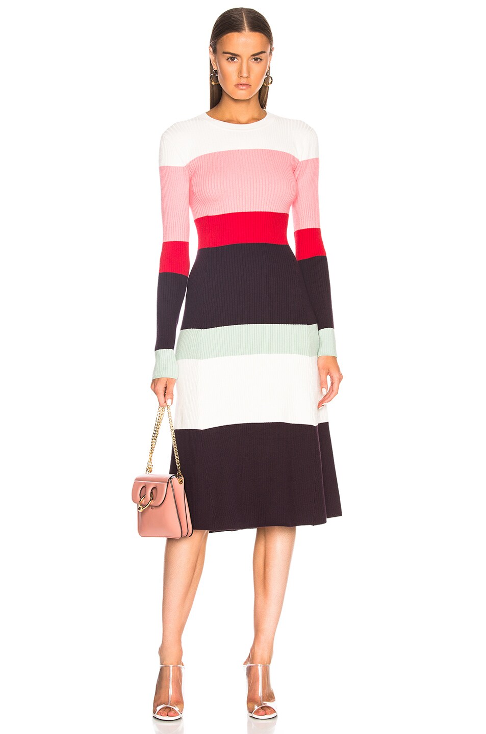 Image 1 of JoosTricot Bodycon Color Block Dress in Pink & Red