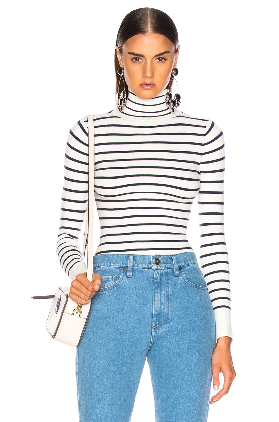 Image 1 of JoosTricot Long Sleeve Turtleneck in White Marine