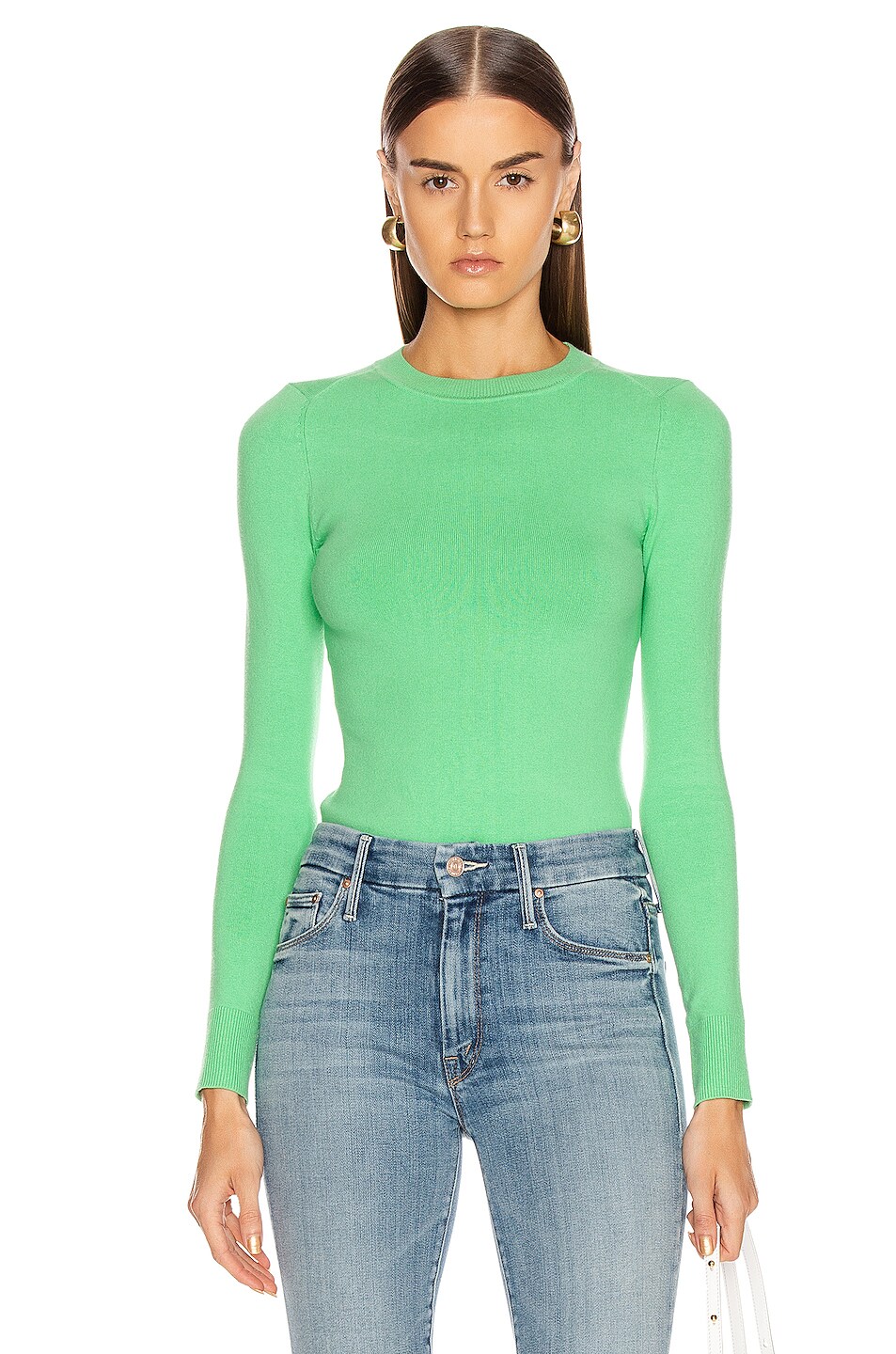 Image 1 of JoosTricot Long Sleeve Crew Neck Sweater in Tree Frog