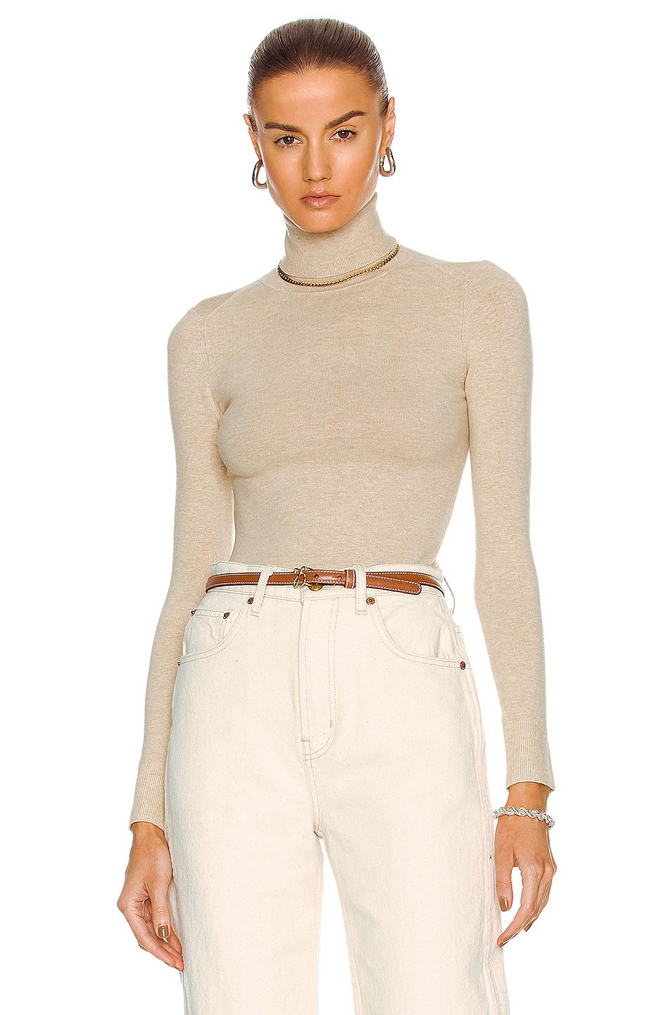 Image 1 of JoosTricot Long Sleeve Turtleneck Sweater in Crema