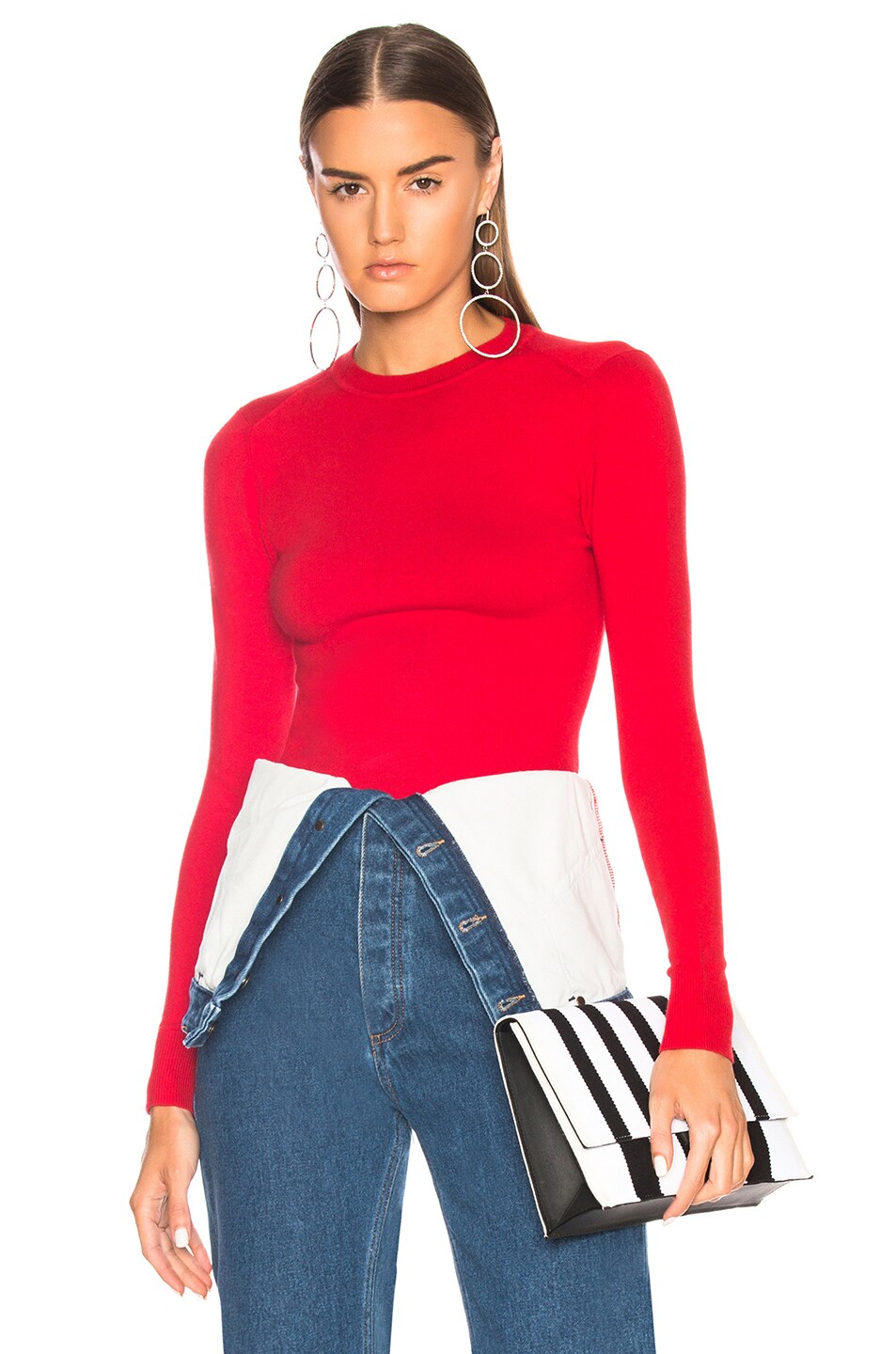 Image 1 of JoosTricot Bodycon Crew Neck Sweater in Scarlet