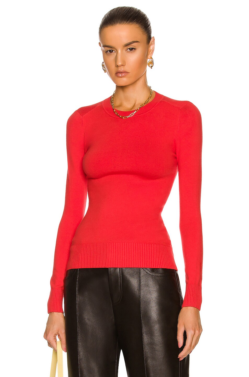 Image 1 of JoosTricot Long Sleeve Crew Neck Sweater in Tomato