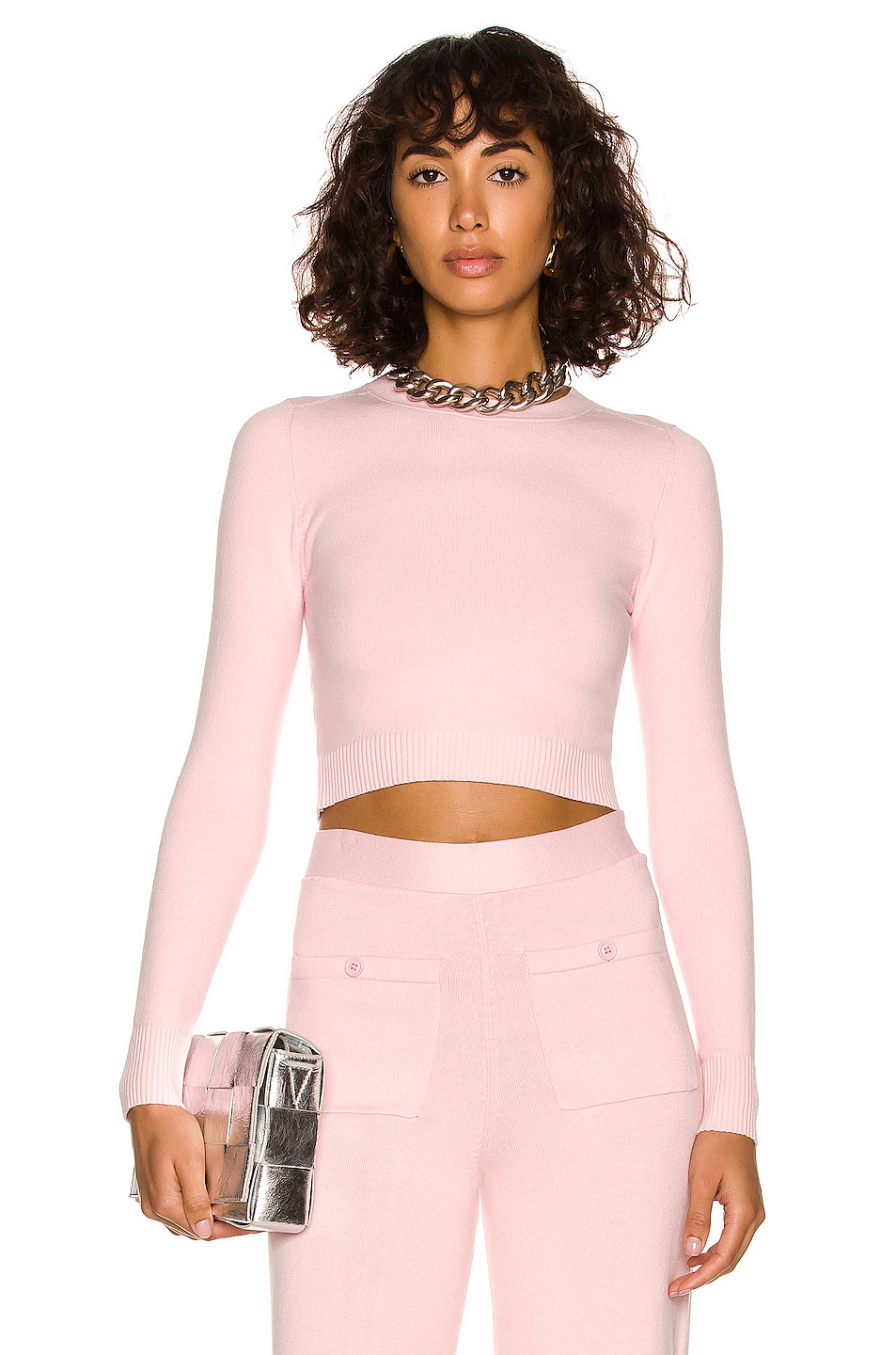 Image 1 of JoosTricot Long Sleeve Crop Sweater in Blush