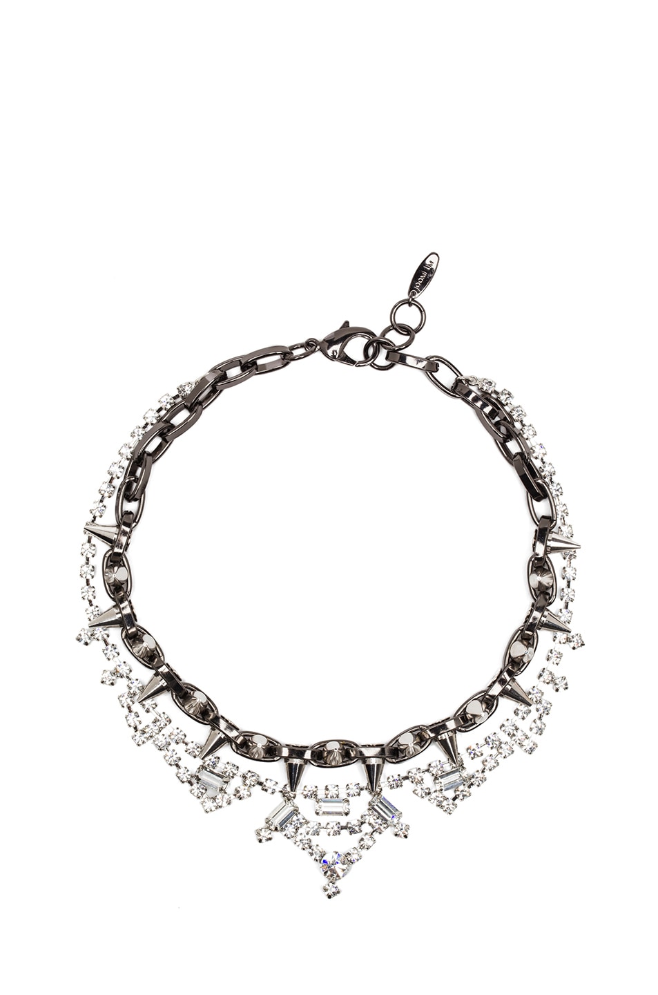 Image 1 of JOOMI LIM Crystal and Spike Necklace in Hematite & Silver