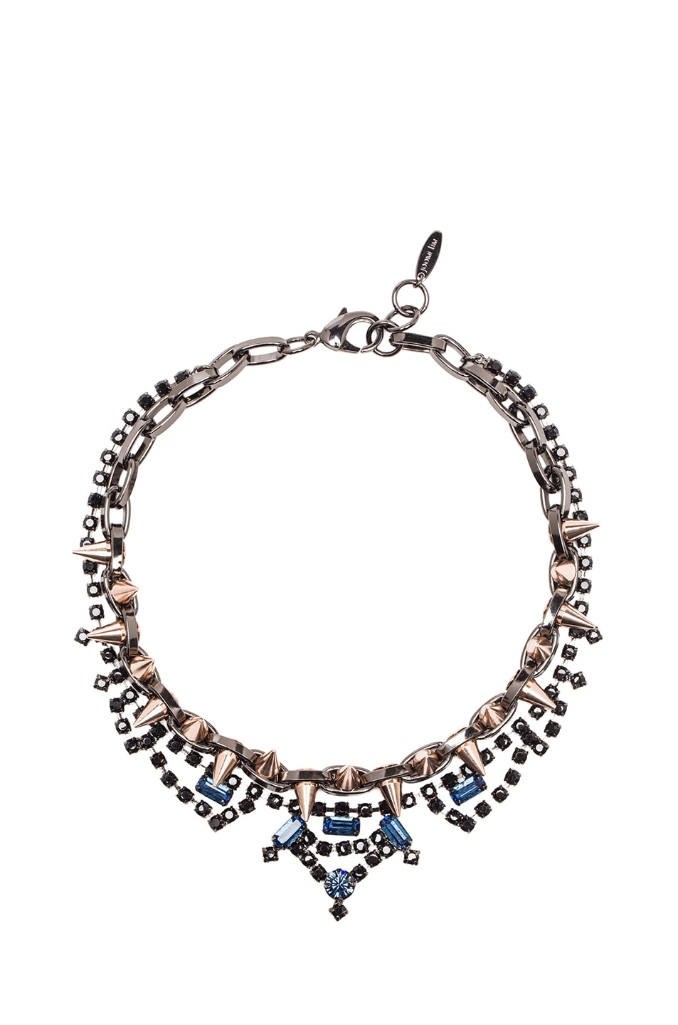 Image 1 of JOOMI LIM Crystal & Spike Necklace in Hematite & Rose Gold