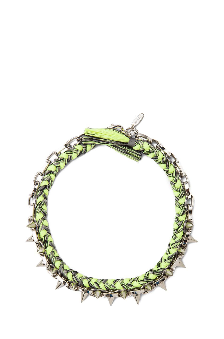 Image 1 of JOOMI LIM Spikes & Braided Cotton Necklace in Green