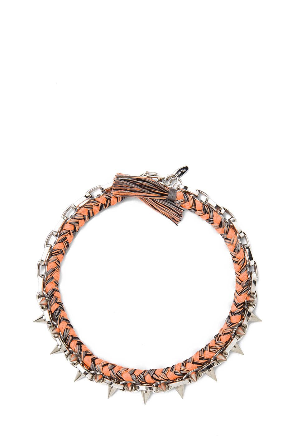 Image 1 of JOOMI LIM Spikes & Braided Cotton Necklace in Orange