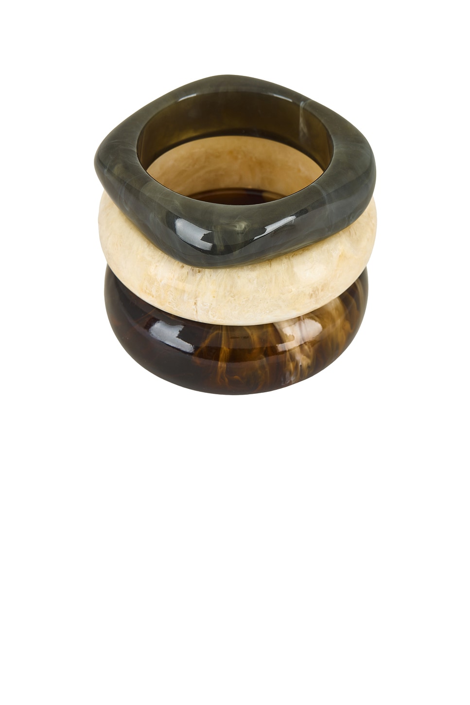 Image 1 of Jordan Road Mallorca Bangle Set in Swirled Cream, Green, & Brown