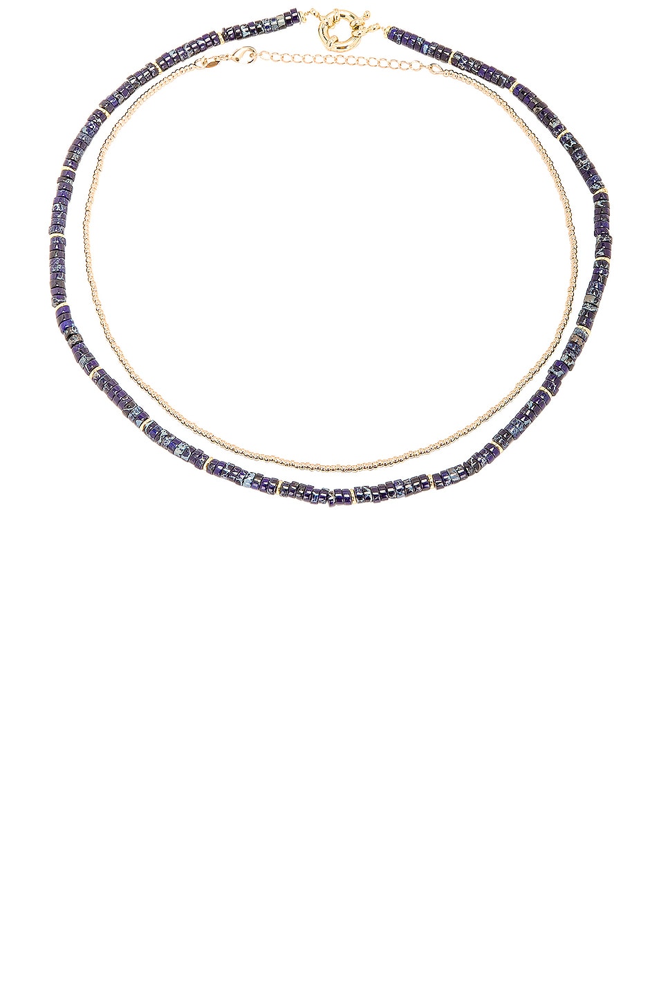 Image 1 of Jordan Road Jewelry Paradis 1 Stack Necklace in 18k Gold Plated Brass & Lapis