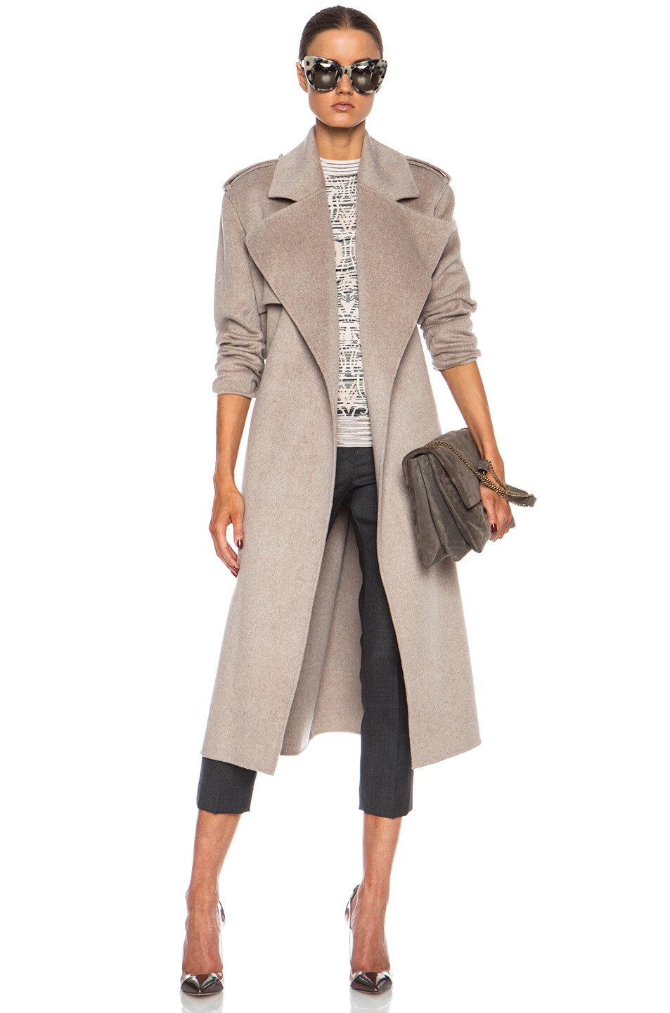 Image 1 of Joseph Win Double Face Cashmere Coat in Beige Chine