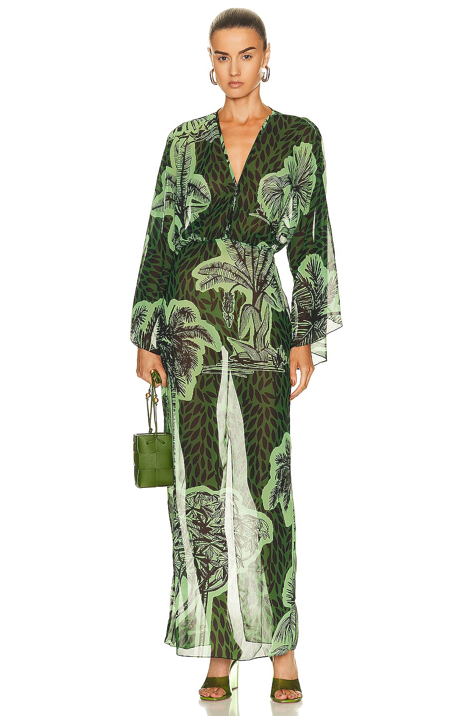 Image 1 of Johanna Ortiz Del Rio Tunic Dress in Toile Black, Deep Green, & Mystique Green