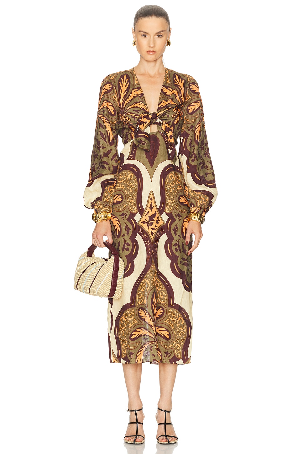 Across Paradise Ankle Dress in Olive,Ivory